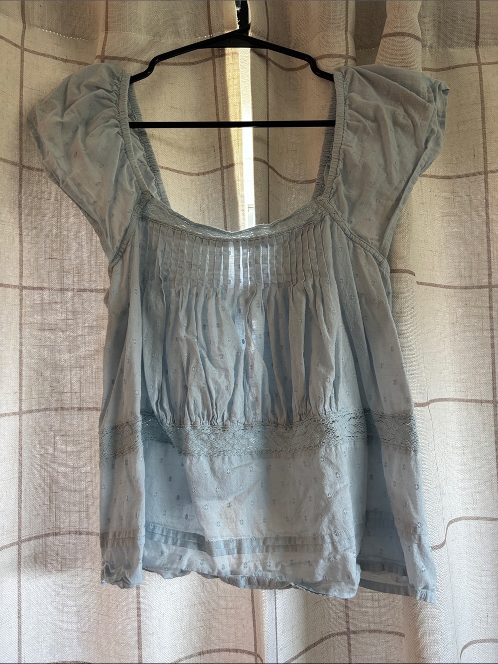 Light Blue Women's Peasant Blouse